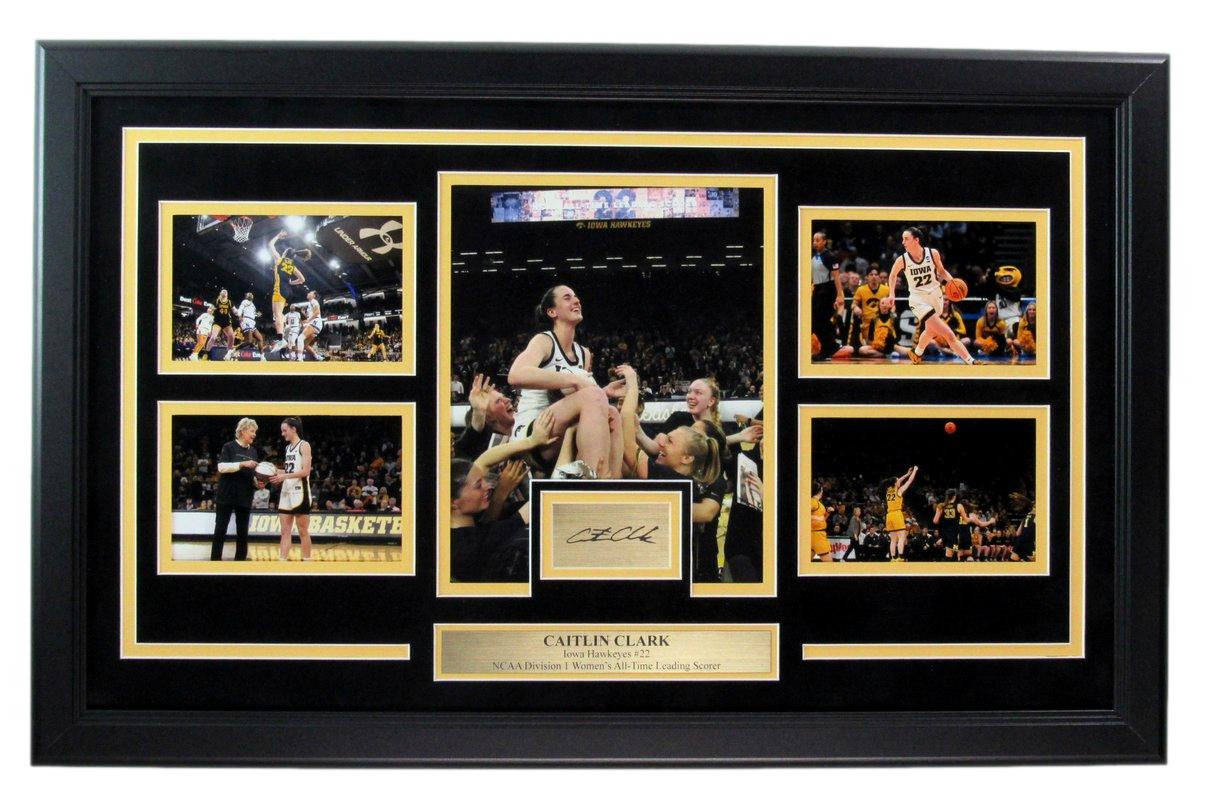 Caitlin Clark Photo Collage Framed w/Laser Engraved Replica Autograph