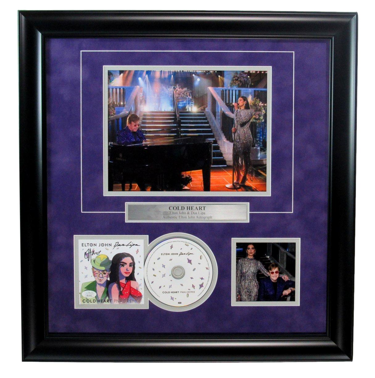 Elton John Framed Photo Collage w/Autographed CD Cover