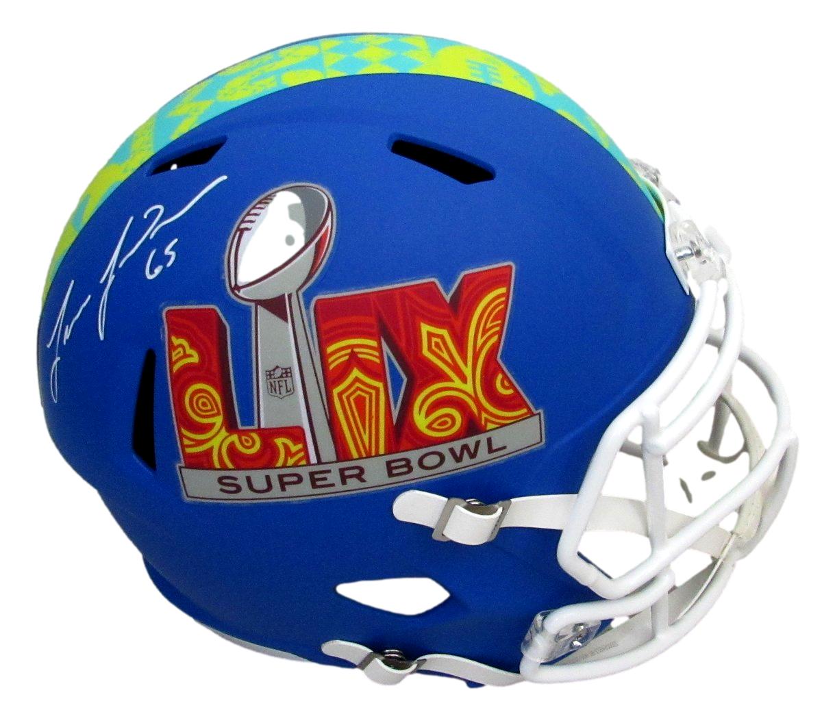 Lane Johnson Eagles Autographed Super Bowl 59 Full Size Helmet   