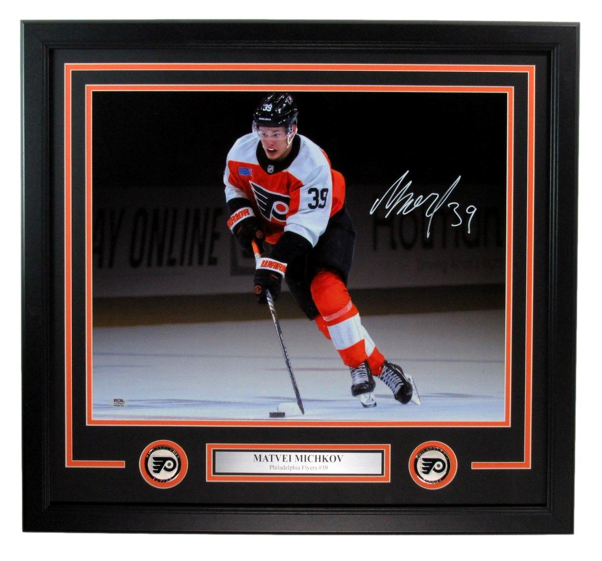 Matvei Michkov Flyers Autographed 16x20 Photo.