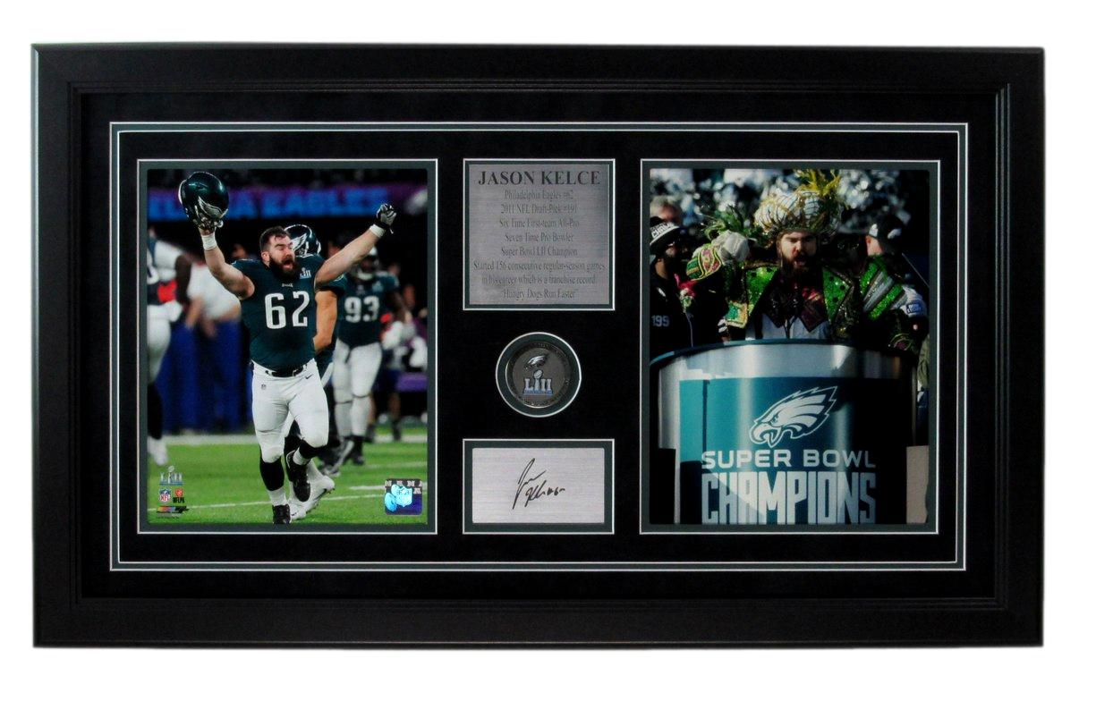 Jason Kelce Eagles Framed Tribute Photo Collage w/Laser Engraved Autograph