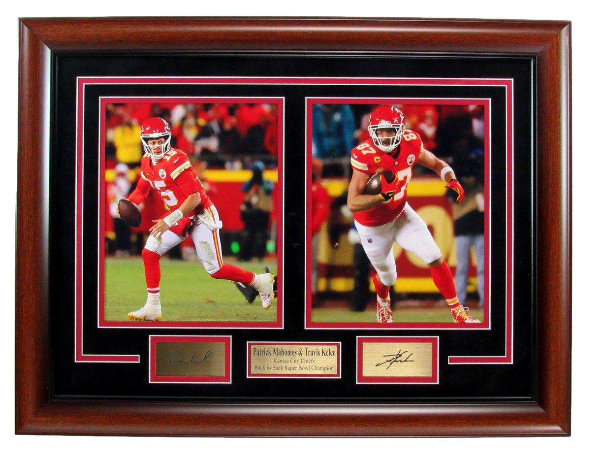 Patrick Mahomes/Travis Kelce Chiefs Framed Photo Collage w/Laser Engraved Autograph