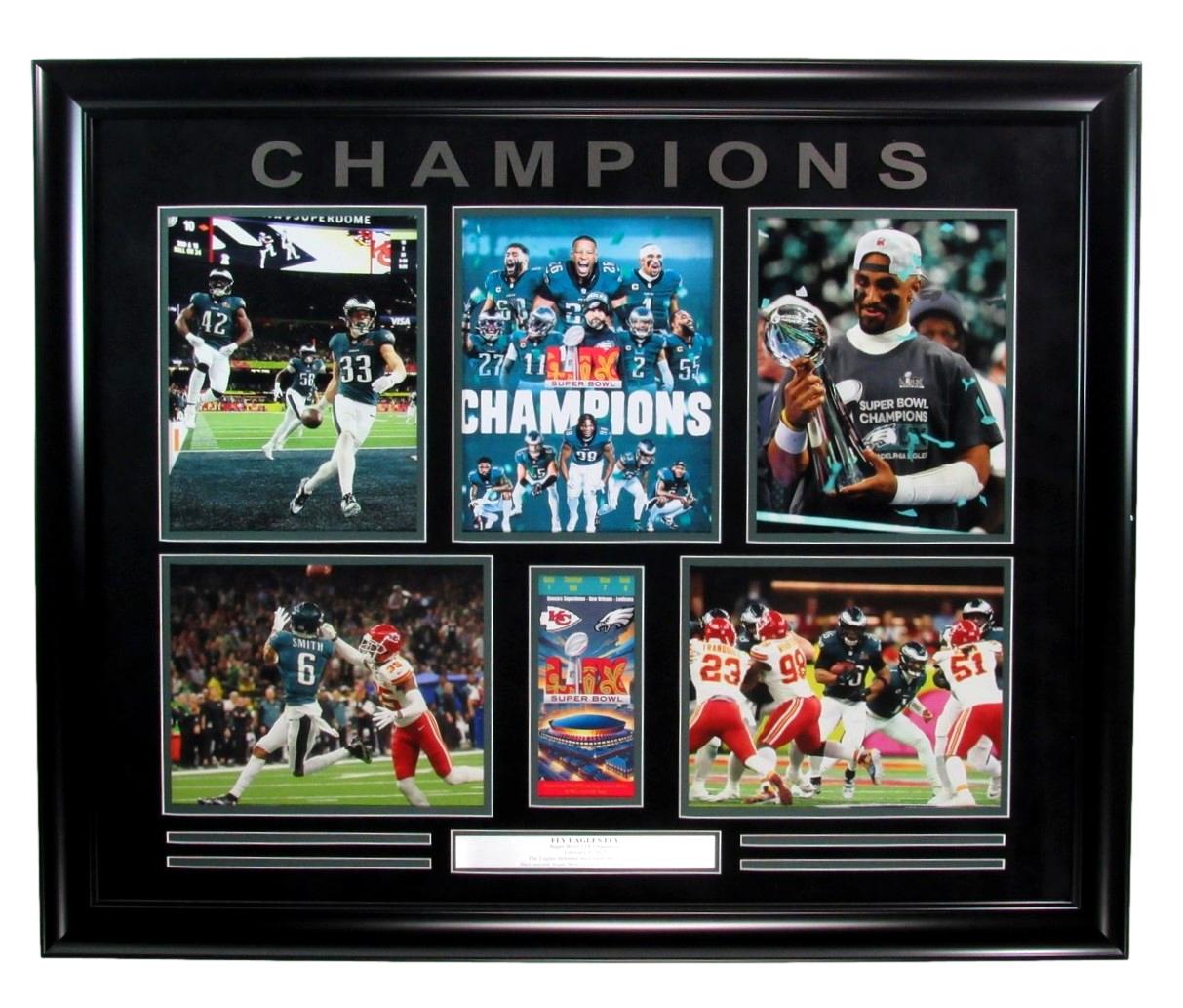 Deluxe Framed Photo Collage w/Replica SB Ticket
